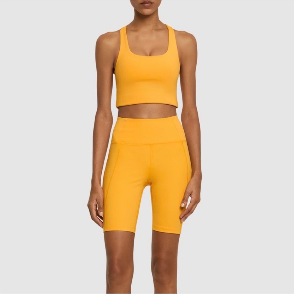 Girlfriend Collective Yellow Bike Shorts High-Waisted Medium